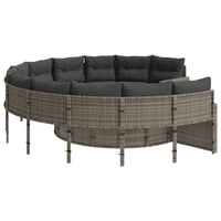 Thumbnail for Gartensofa mit Tisch und Kissen Rund Grau Poly Rattan