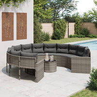 Thumbnail for Gartensofa mit Tisch und Kissen Rund Grau Poly Rattan