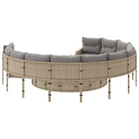 Thumbnail for Gartensofa mit Tisch und Kissen Rund Beige Poly-Rattan