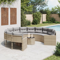 Thumbnail for Gartensofa mit Tisch und Kissen Rund Beige Poly-Rattan