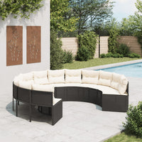 Thumbnail for Gartensofa mit Kissen Rund Schwarz Poly-Rattan