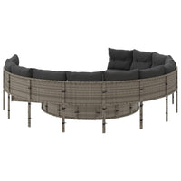 Thumbnail for Gartensofa mit Kissen Rund Grau Poly Rattan