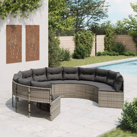 Thumbnail for Gartensofa mit Kissen Rund Grau Poly Rattan
