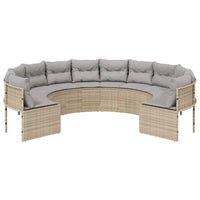 Thumbnail for Gartensofa mit Kissen Rund Beige Poly-Rattan