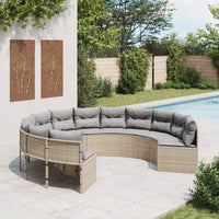 Thumbnail for Gartensofa mit Kissen Rund Beige Poly-Rattan