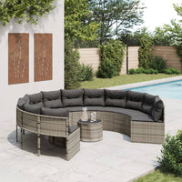 Thumbnail for Gartensofa mit Tisch und Kissen Rund Grau Poly Rattan