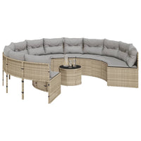 Thumbnail for Gartensofa mit Tisch und Kissen Rund Beige Poly-Rattan