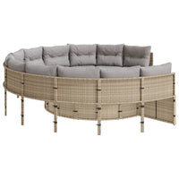 Thumbnail for Gartensofa mit Tisch und Kissen Rund Beige Poly-Rattan