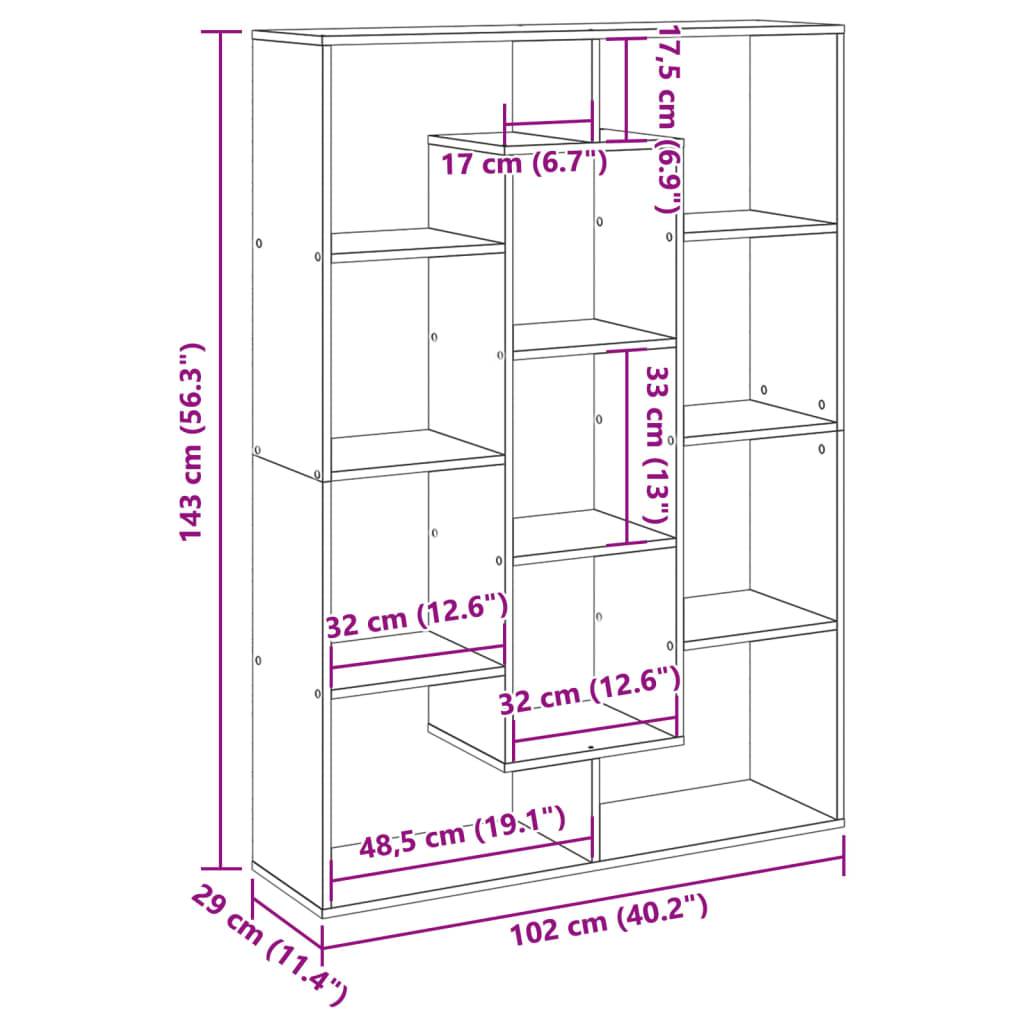 Bücherregal Altholz-Optik 102x29x143 cm Holzwerkstoff