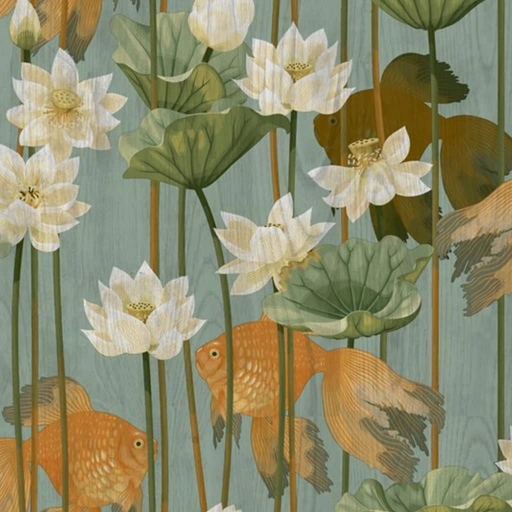DUTCH WALLCOVERINGS Tapete Fisch/Blume Grün