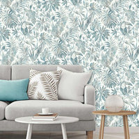Thumbnail for DUTCH WALLCOVERINGS Tapete Blatt- und Tukan-Motiv Blau