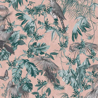 Thumbnail for DUTCH WALLCOVERINGS Tapete Blatt- und Vogel-Motiv Grün und Rosa