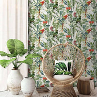 Thumbnail for DUTCH WALLCOVERINGS Tapete Tropisches Vogel-Motiv Weiß und Grün