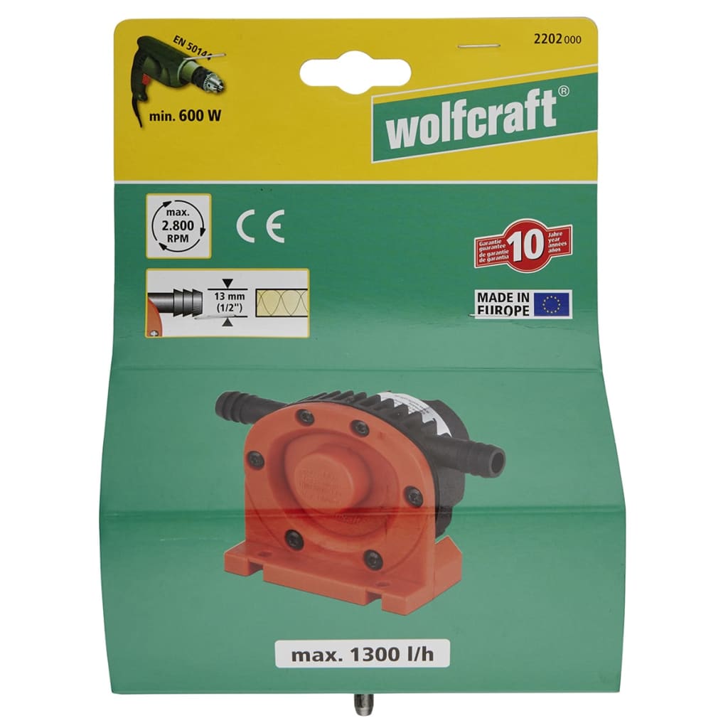 wolfcraft Bohrmaschinen-Pumpe 1300 l/h S=6 mm 2202000