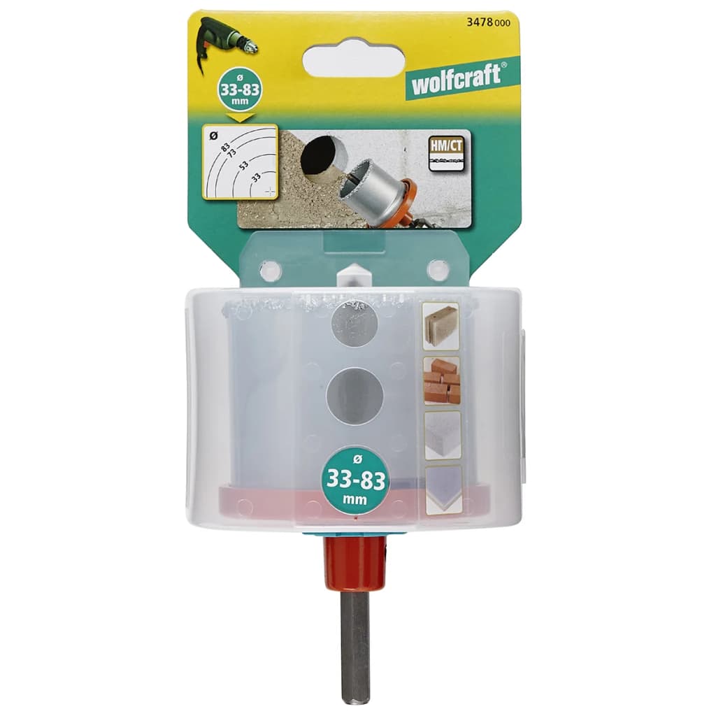 wolfcraft 6-tlg. Bohrkranz-Set 33/53/73/83 mm 3478000