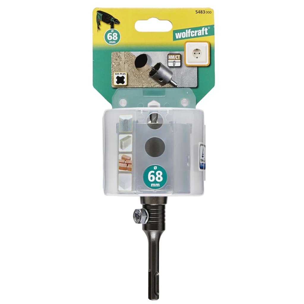 wolfcraft Hohlbohrkrone 68 mm mit Spanndorn SDS-plus 5483000