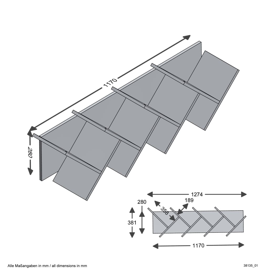 FMD Geometrisches Bücherregal Eiche-Optik