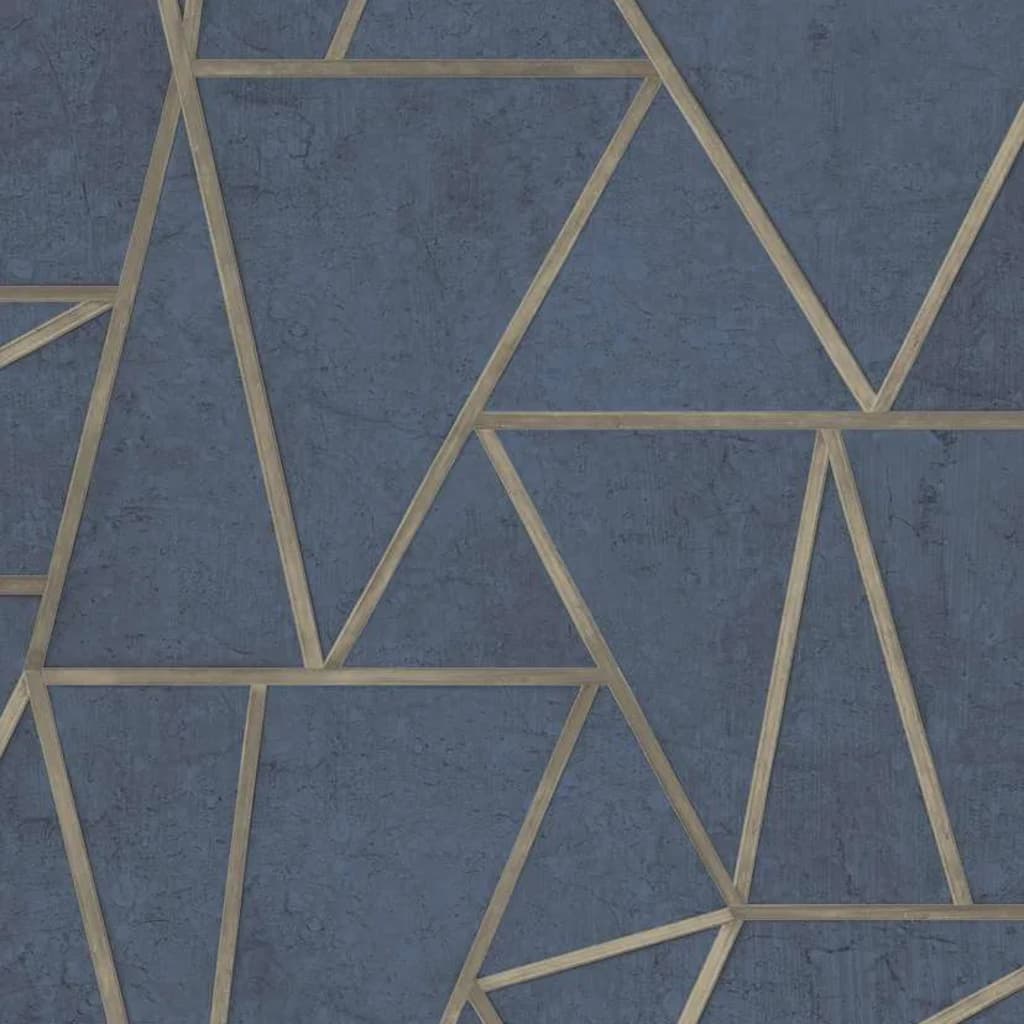DUTCH WALLCOVERINGS Tapete Dreieck Benzin Blau und Gold