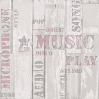 Thumbnail for Urban Friends & Coffee Tapete Holzbretter Wörter Beige und Rosa