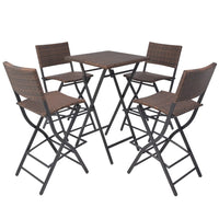 Thumbnail for 5-tlg. Garten-Essgruppe Klappbar Stahl Poly Rattan Braun