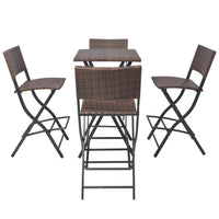 Thumbnail for 5-tlg. Garten-Essgruppe Klappbar Stahl Poly Rattan Braun