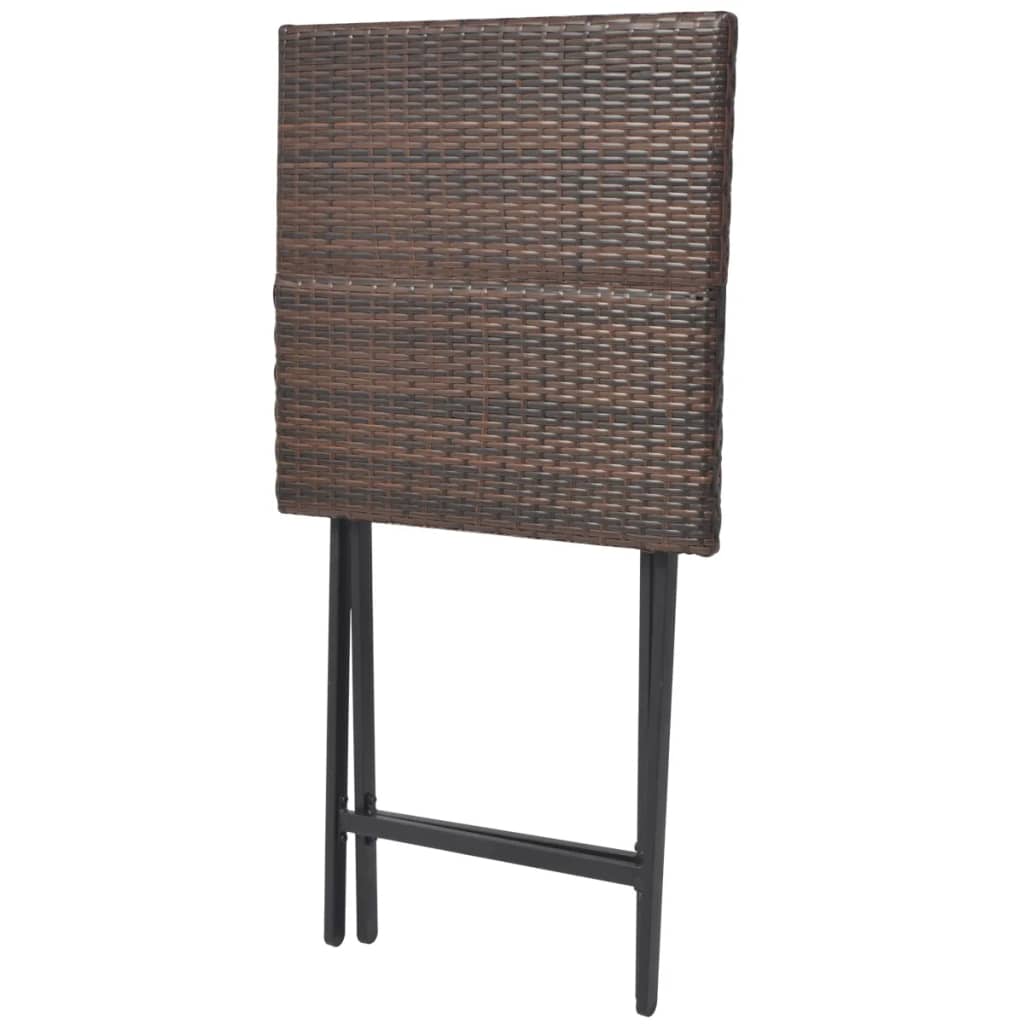5-tlg. Garten-Essgruppe Klappbar Stahl Poly Rattan Braun