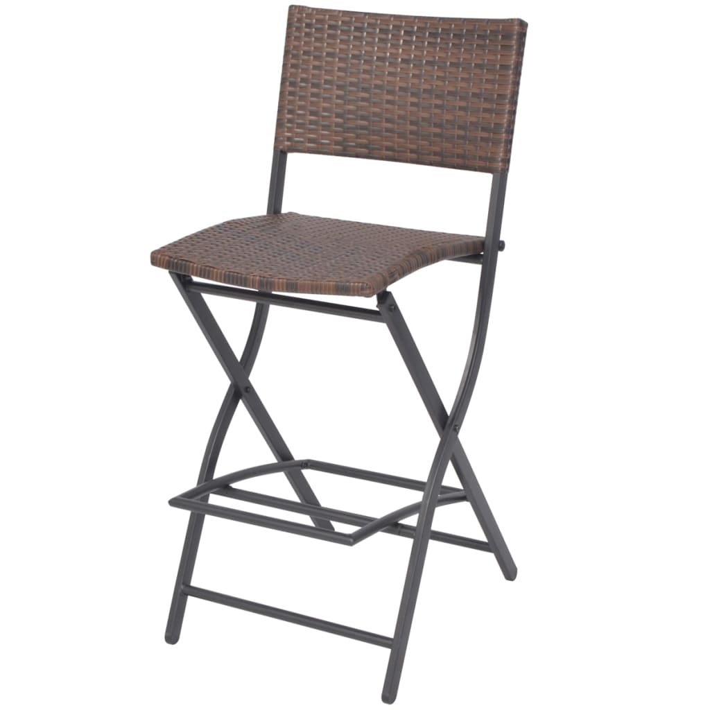 5-tlg. Garten-Essgruppe Klappbar Stahl Poly Rattan Braun