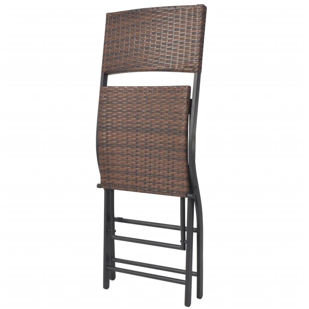5-tlg. Garten-Essgruppe Klappbar Stahl Poly Rattan Braun