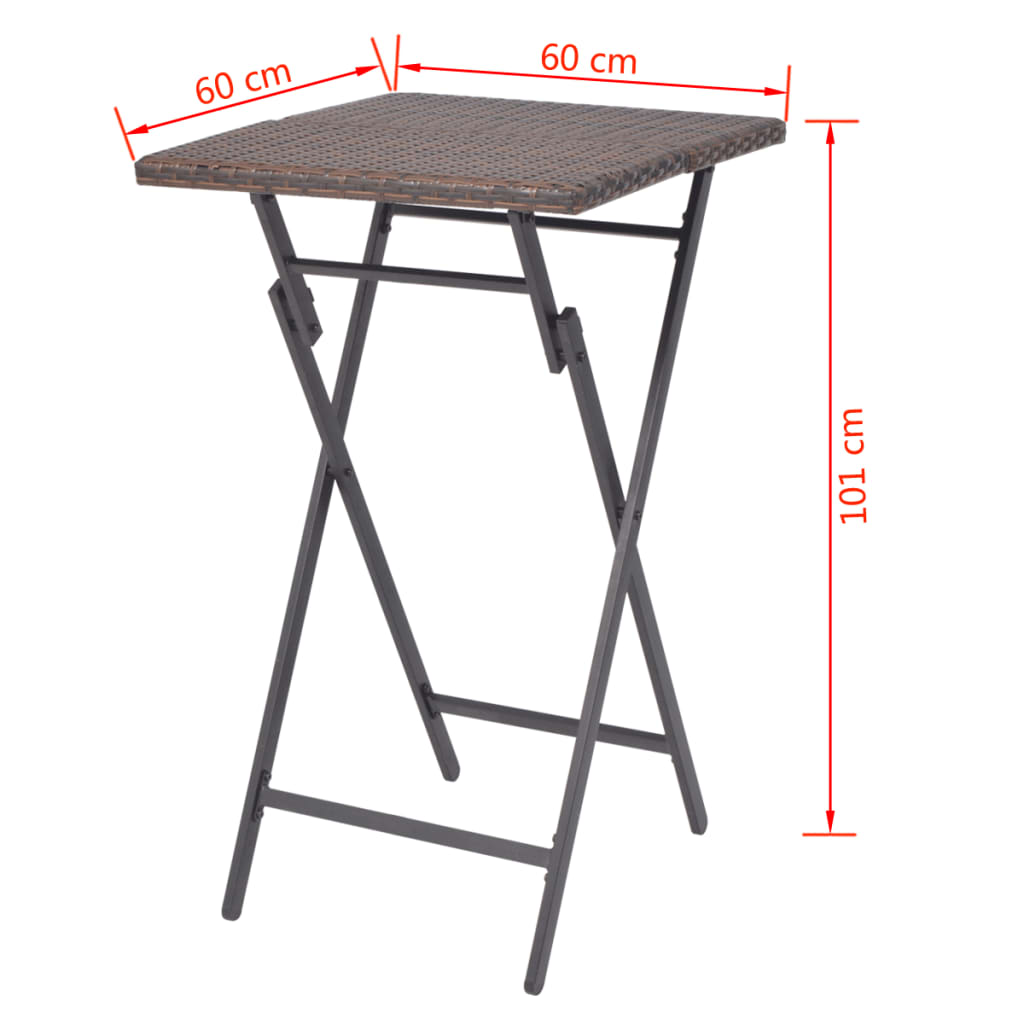 5-tlg. Garten-Essgruppe Klappbar Stahl Poly Rattan Braun