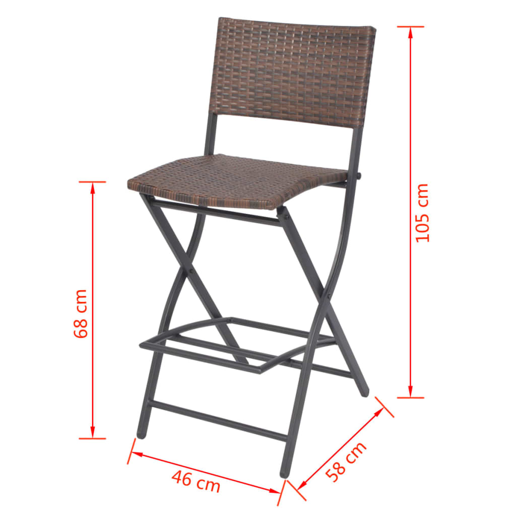 5-tlg. Garten-Essgruppe Klappbar Stahl Poly Rattan Braun