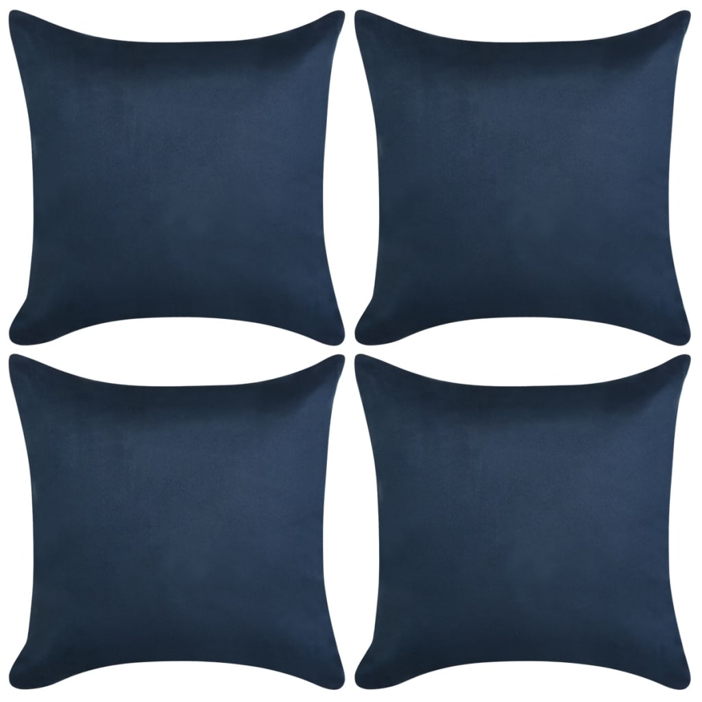 Kissenbezüge 4 Stk. 80x80 cm Polyester Wildleder-Optik Navy