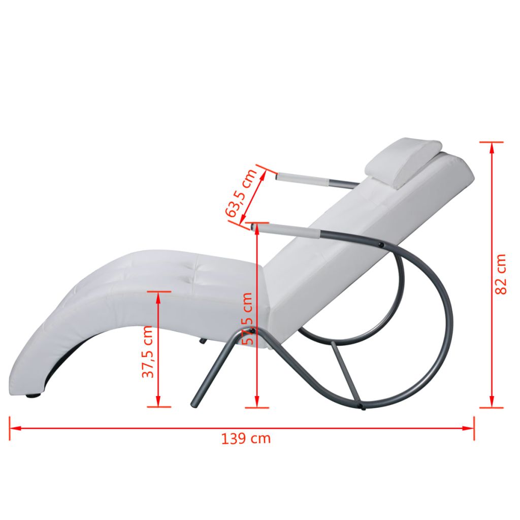 Chaiselongue mit Kissen Weiß Kunstleder