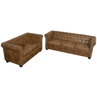 Thumbnail for Chesterfield-Sofas 2-Sitzer und 3-Sitzer Braun