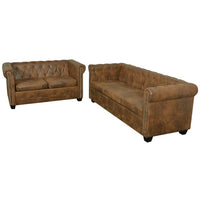 Thumbnail for Chesterfield-Sofas 2-Sitzer und 3-Sitzer Braun