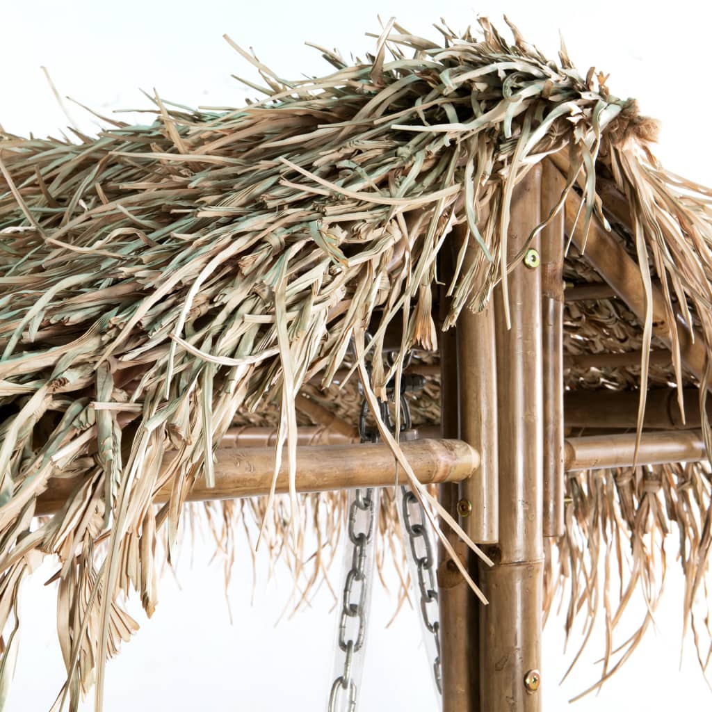 2-Sitzer-Schaukelbank mit Palmblättern Bambus 202 cm