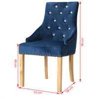 Thumbnail for Esszimmerstühle 2 Stk. Blau Eiche Massivholz und Samt