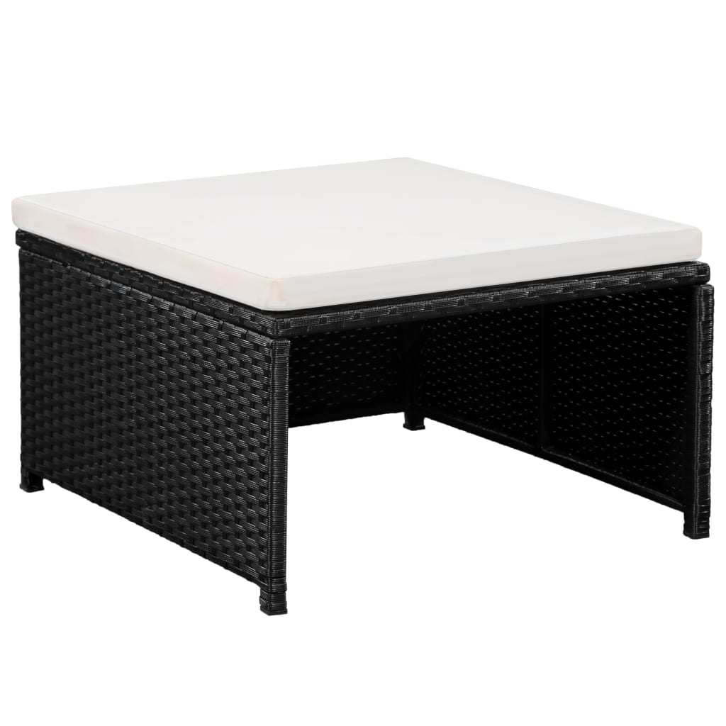12-tlg. Garten-Lounge-Set mit Auflagen Poly Rattan Schwarz