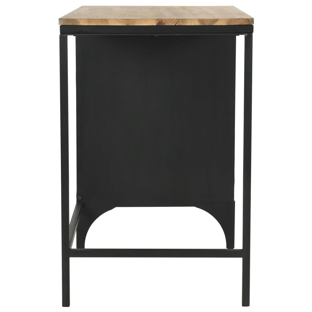 Einzelsockel Schreibtisch Massivholz und Stahl 100x50x76 cm