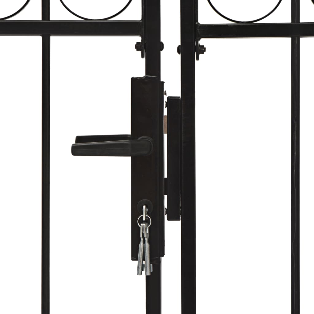 Zauntor Doppelflügel Gewölbte Spitze Stahl 300 x 150 cm Schwarz