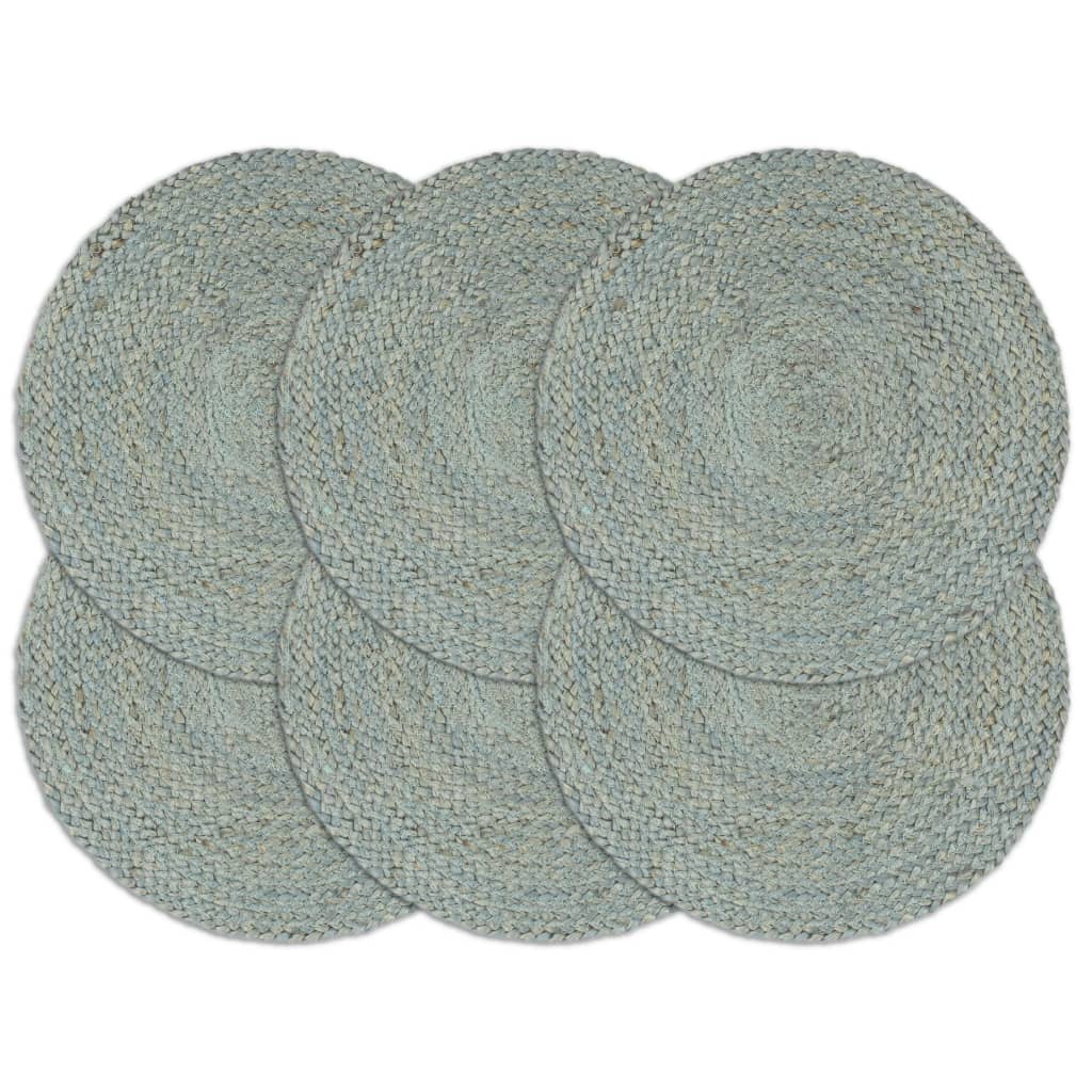 Tischsets 6 Stk. Uni Olivgrün 38 cm Rund Jute