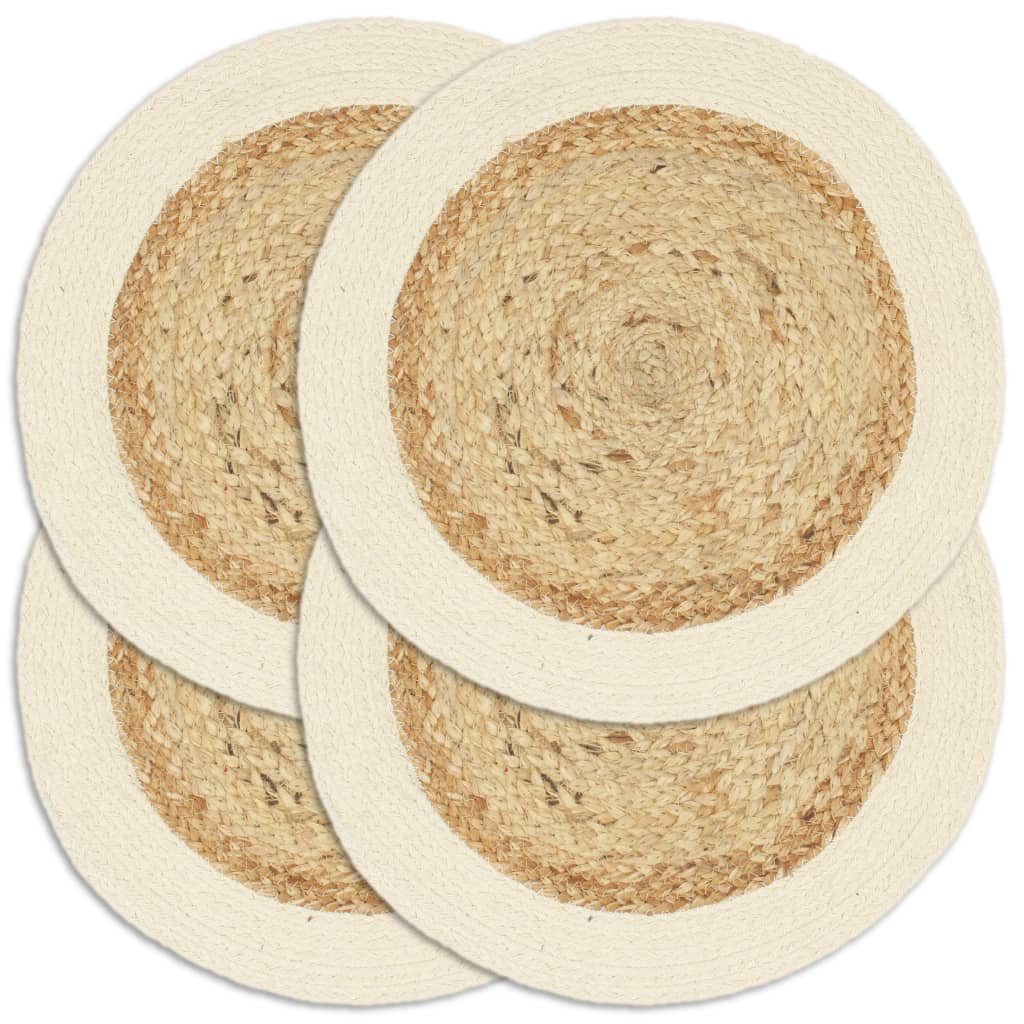 Tischsets 4 Stk. Uni Natur 38 cm Rund Jute und Baumwolle
