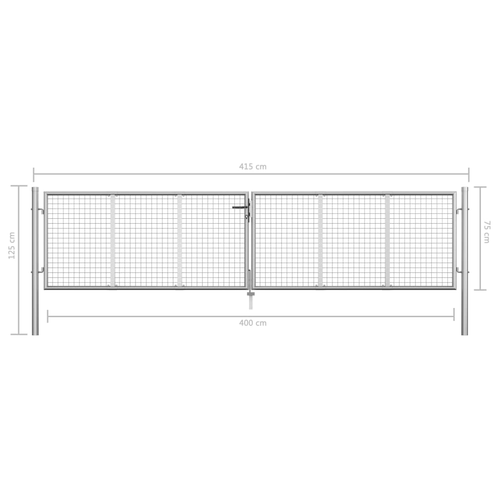 Gartentor Verzinkter Stahl 415 x 125 cm Silbern