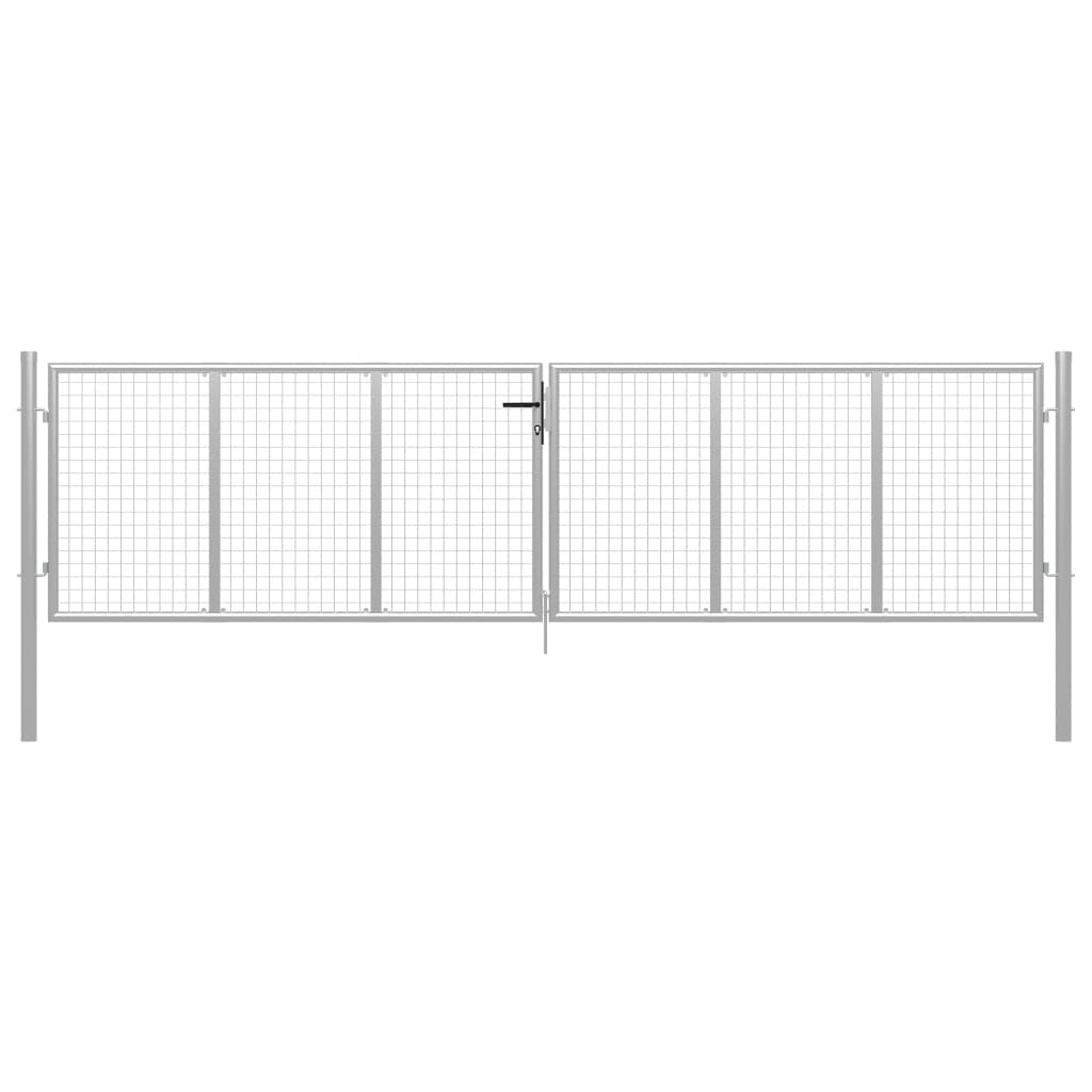 Gartentor Verzinkter Stahl 415 x 150 cm Silbern