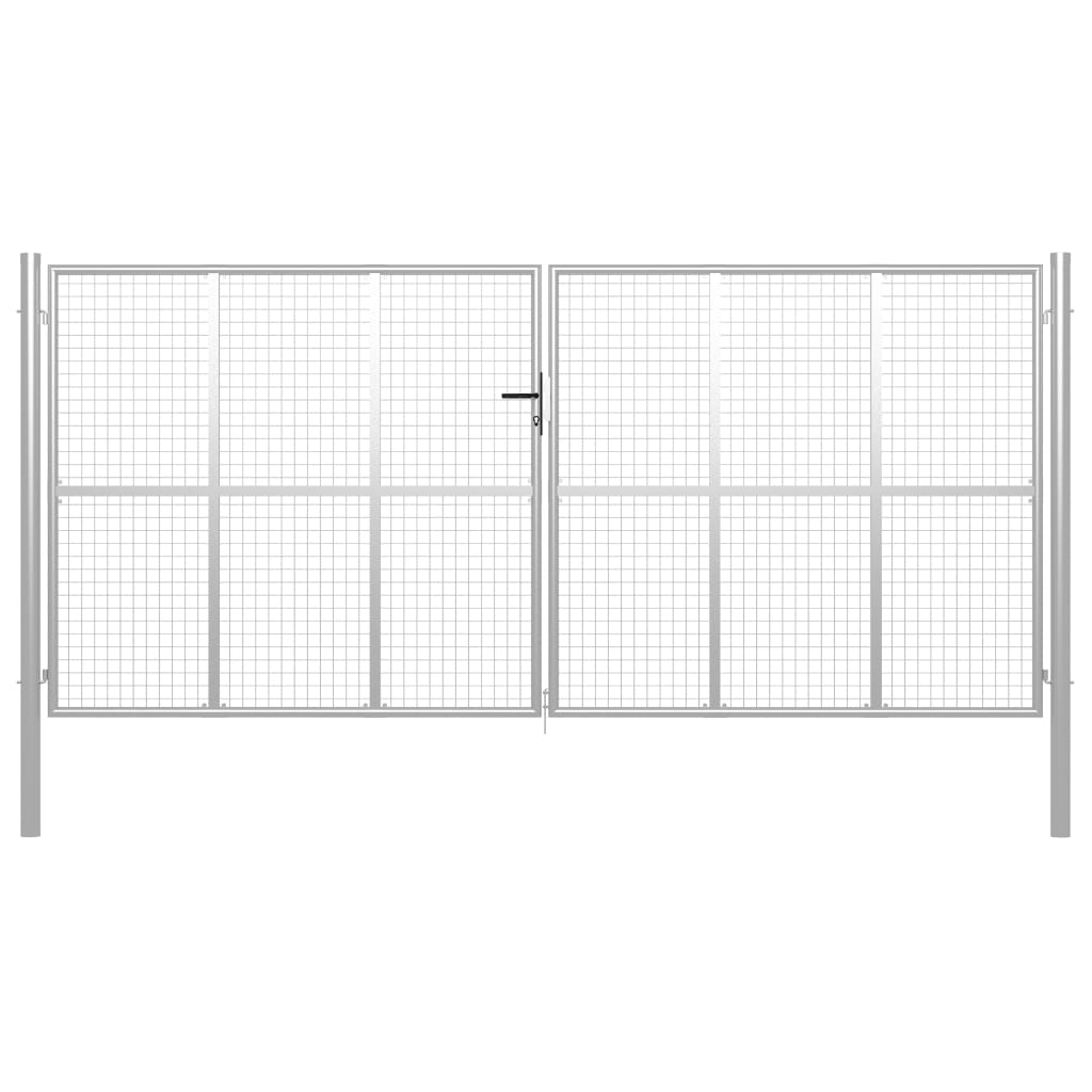 Gartentor Verzinkter Stahl 415 x 250 cm Silbern