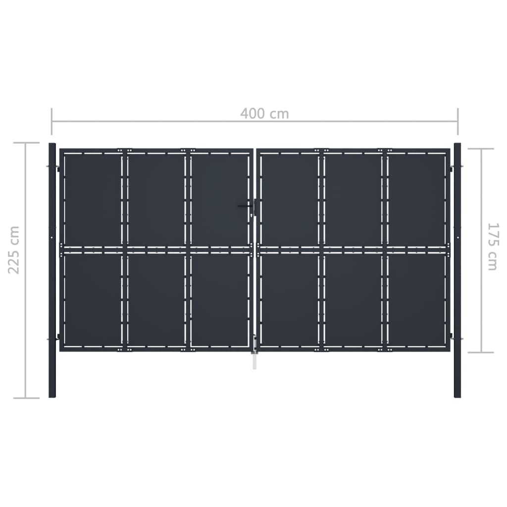 Gartentor Stahl 400 x 175 cm Anthrazit