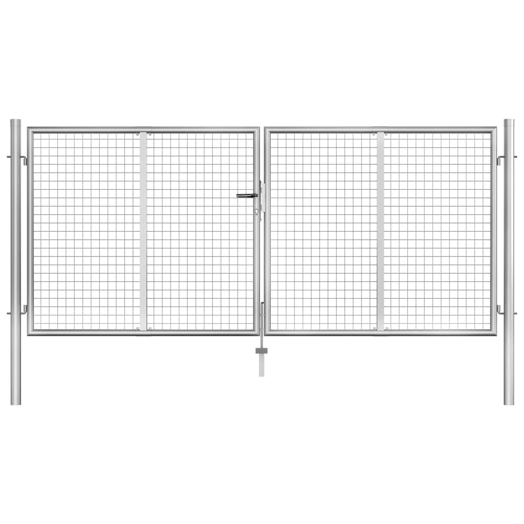 Gartentor Verzinkter Stahl 306 x 175 cm Silbern