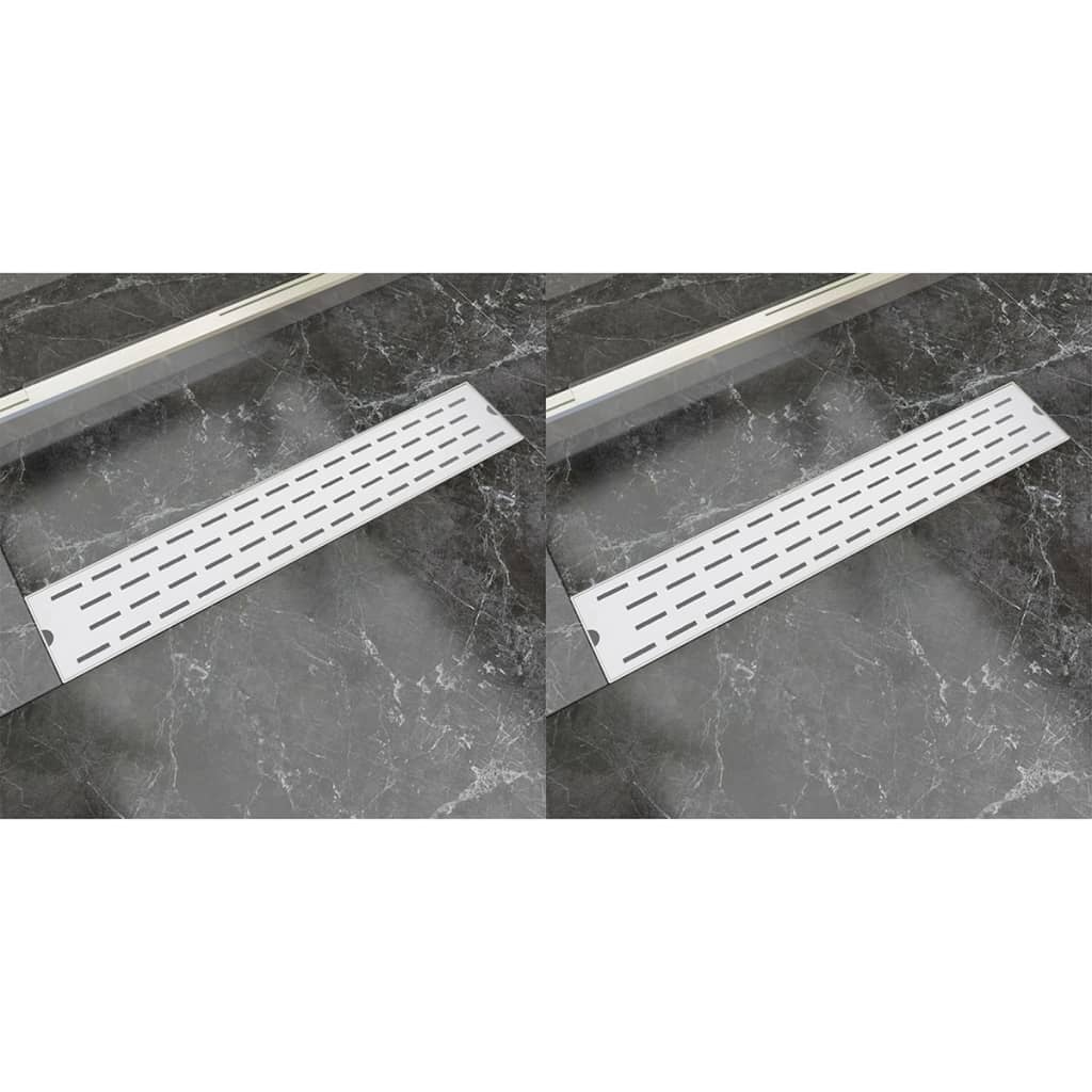 Lineare Duschrinnen 2 Stk. Linien 630 x 140 mm Edelstahl
