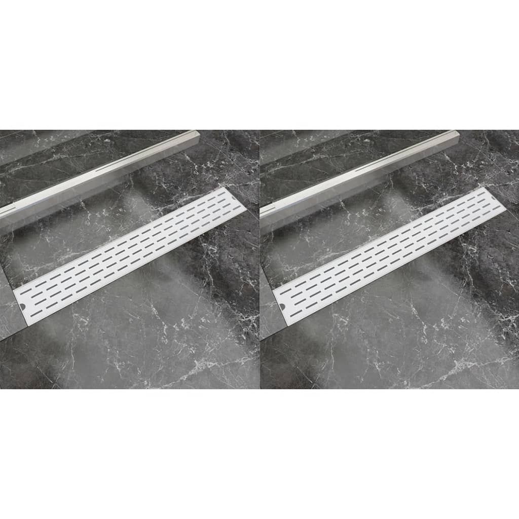 Lineare Duschrinnen 2 Stk. Linien 730 x 140 mm Edelstahl