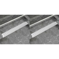 Thumbnail for Lineare Duschrinnen 2 Stk. Linien 830 x 140 mm Edelstahl