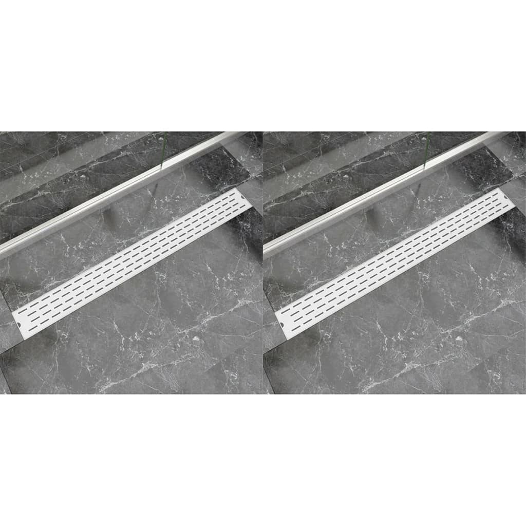 Lineare Duschrinnen 2 Stk. Linien 1030 x 140 mm Edelstahl